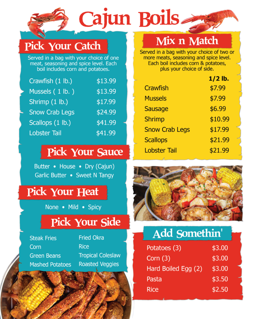 salty mermaid seafood cajun boils crawfish gator shrimp fish lobster jambalaya clovis new mexico restaurant