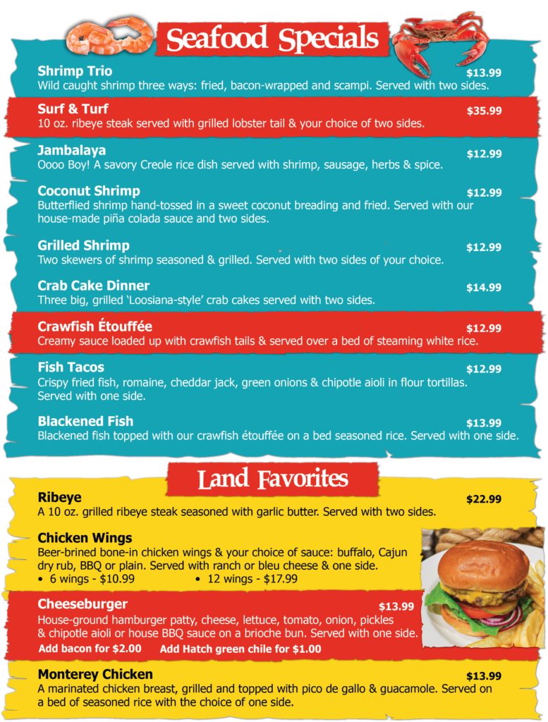 salty mermaid seafood cajun boils crawfish gator shrimp fish lobster jambalaya clovis new mexico restaurant